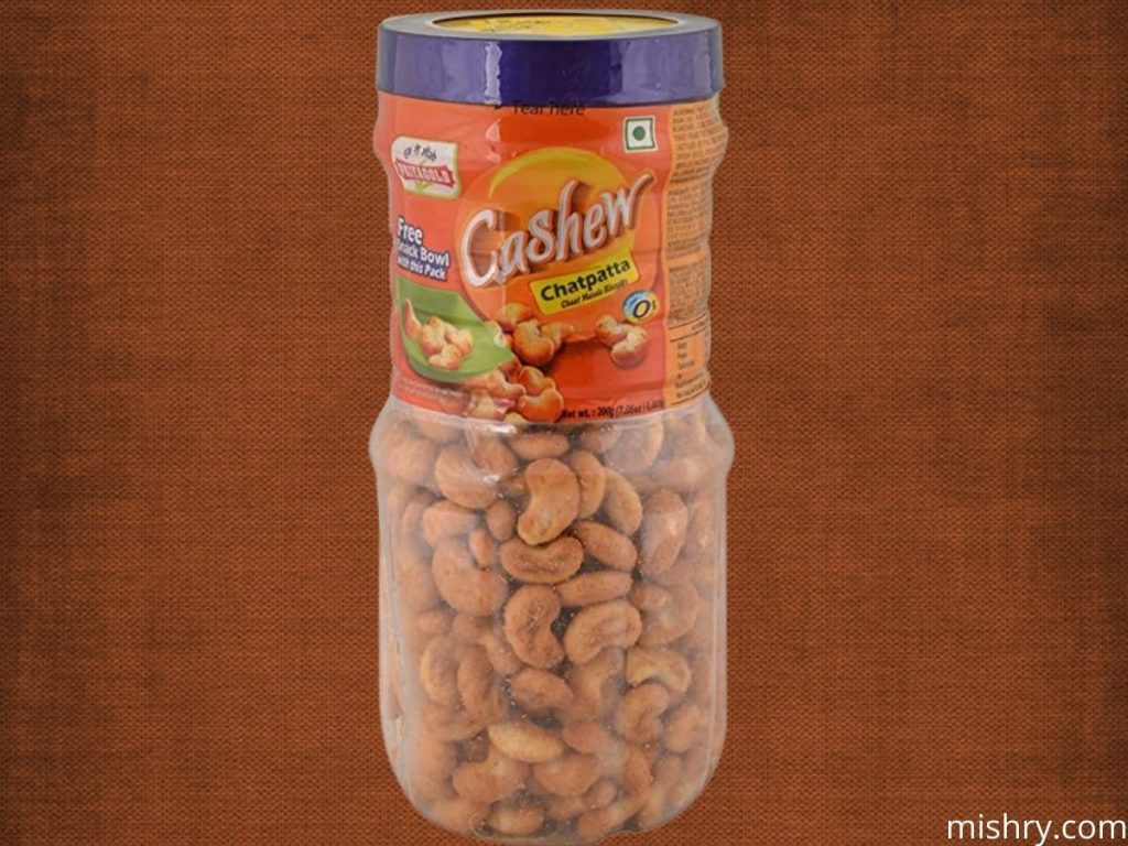the packaging of priyagold cashew chatpatta chaat masala biscuits