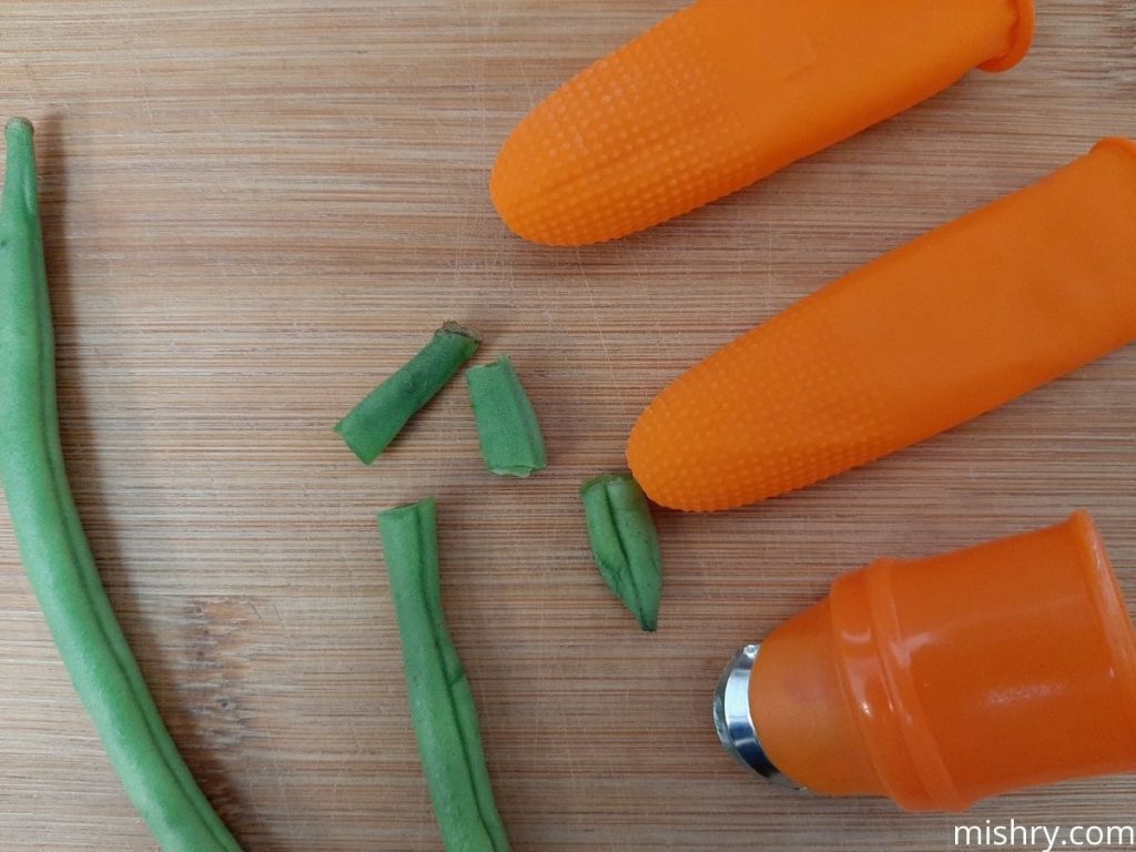 using the thumb knife for chopping beans
