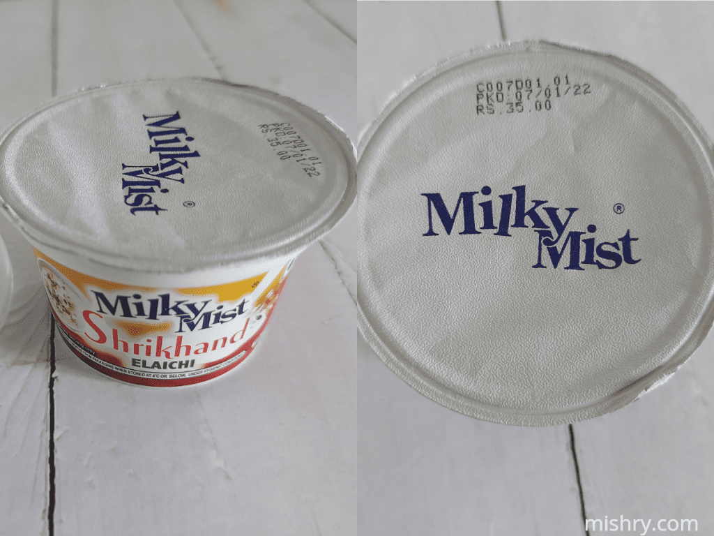 milky mist elaichi shrikhand packaging
