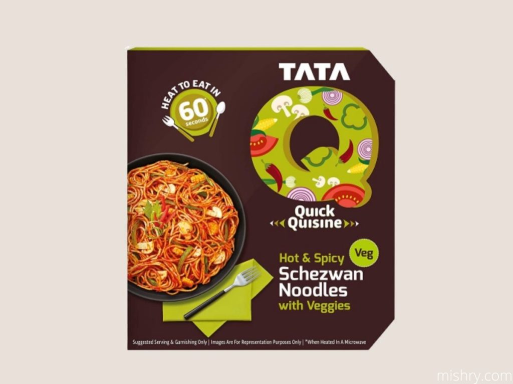 packaging of vegetarian noodle meal by tata q