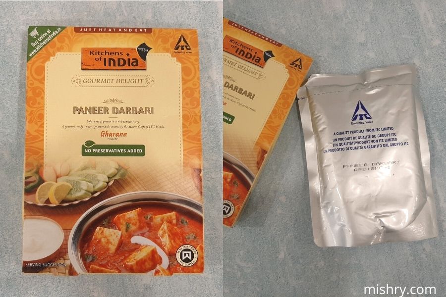 itc paneer darbari packaging