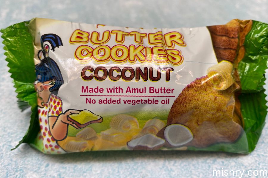 the packaging of amul butter cookies coconut
