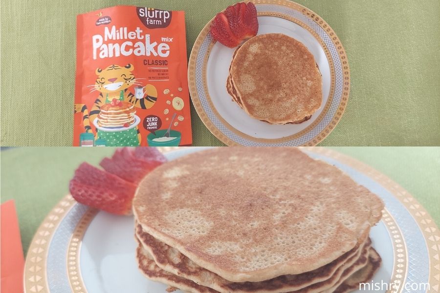 the pancake prepared using slurrp farm classic vanilla pancake & waffle mix