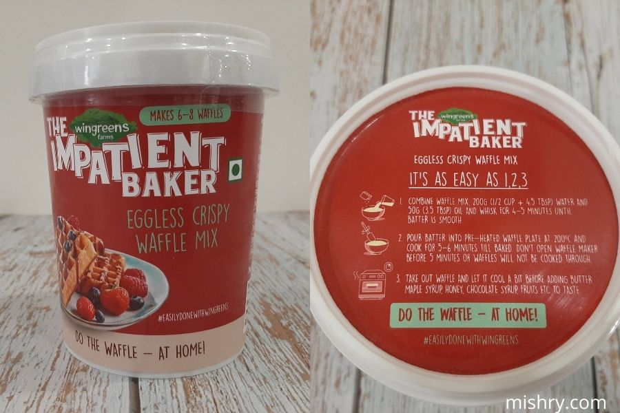 wingreens farms the impatient baker eggless crispy waffle packing