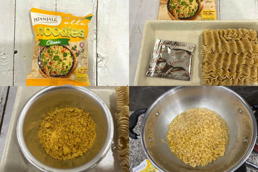 the contents and the cooking process of patanjali atta noodles classic variant