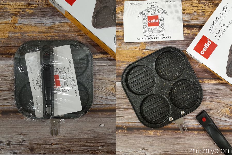 the first look at cello non-stick 4 cavity aluminum uttapam pan