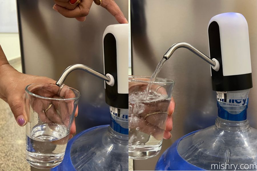automatic wireless water can dispenser pump in use
