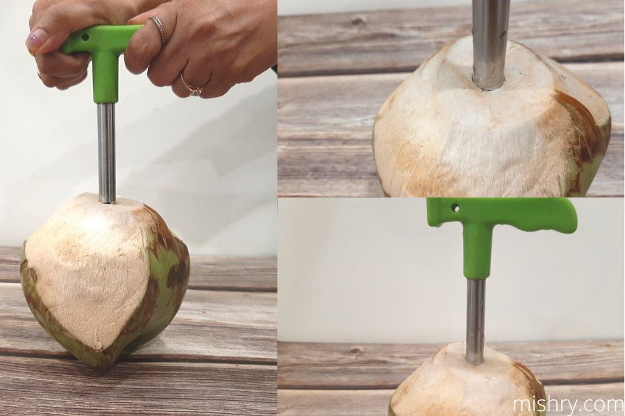 our testing process of the coconut opener