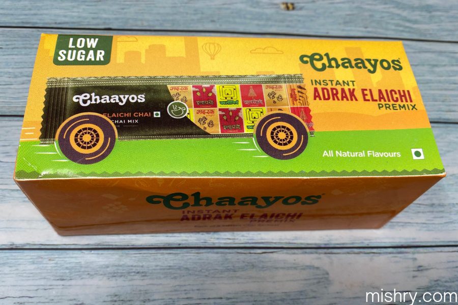chaayos adrak elaichi premix with low sugar packaging