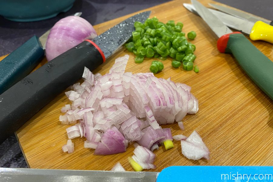macro shot of chopped onions