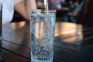 water pouring in a glass